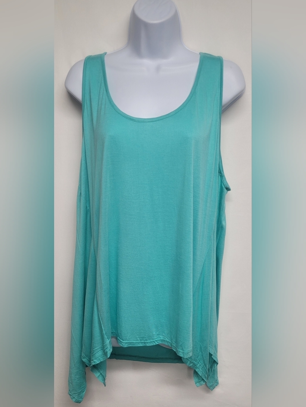 Ambiance Asymmetrical Tank Top 3XL Pastel Green Slinky Stretch Knit